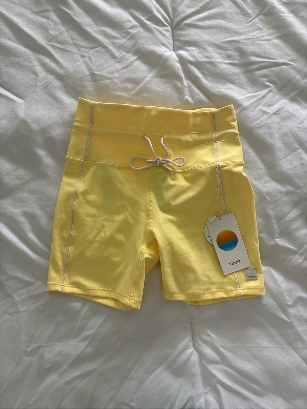 Vuori Bright Yellow High-Rise Bike Shorts